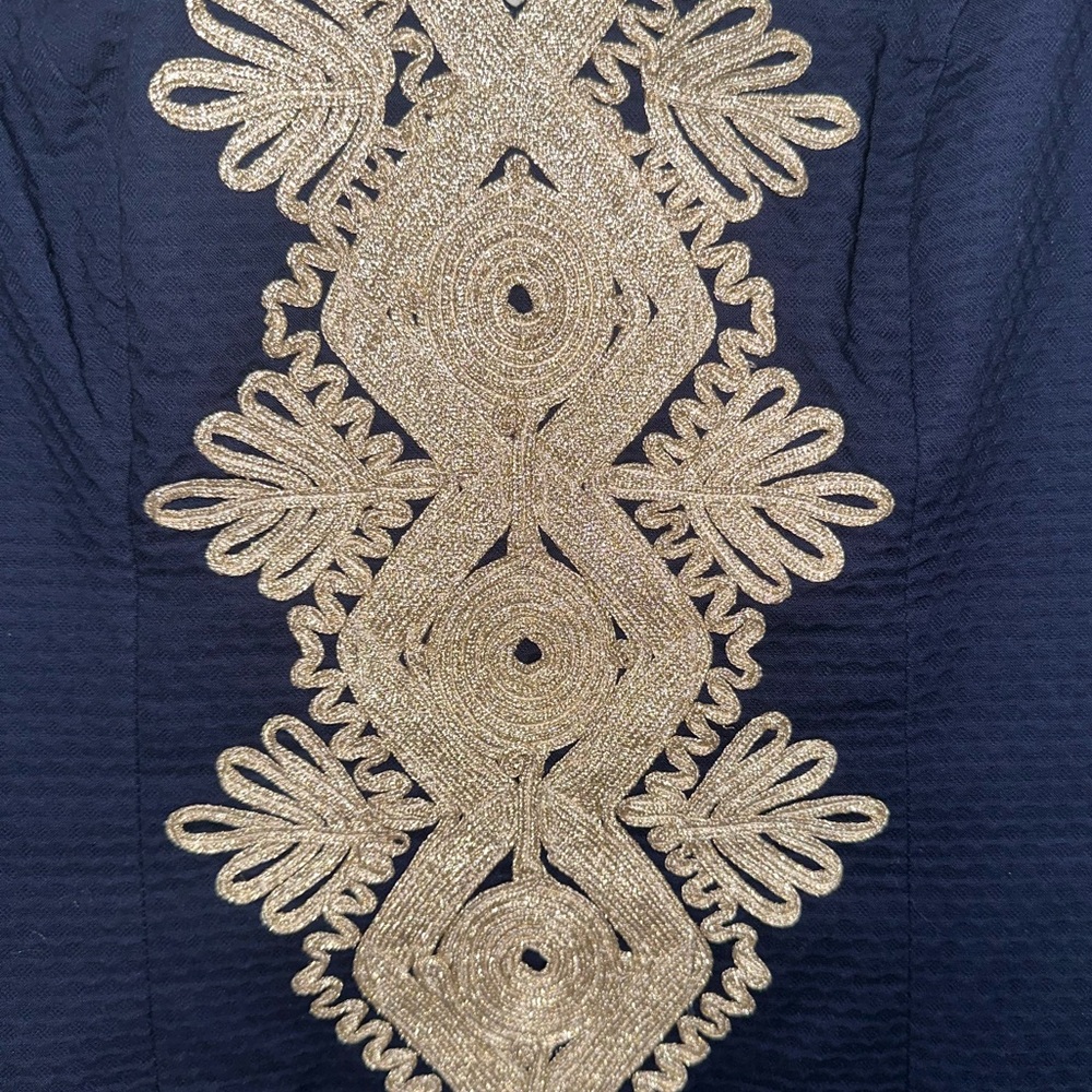 Lilly Pulitzer Junie Shift Dress - Navy Blue & Gold - Picture 2 of 7
